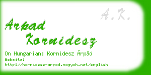 arpad kornidesz business card