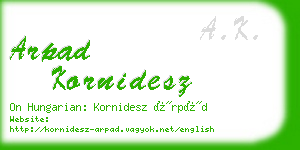 arpad kornidesz business card